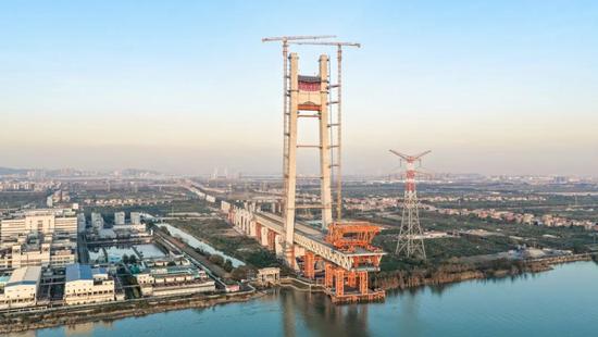 深江铁路洪奇沥公铁大桥主塔全部封顶！大湾区互联互通将再添关键(图7)